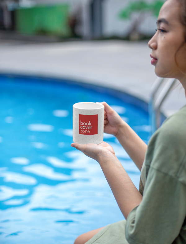 Mug Mockup with Woman at Pool