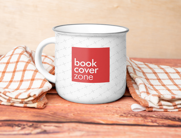 Old Enamel Coffee Mug on Wooden Kitchen Table