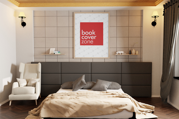 Portrait Canvas Mockup in Hotel Room