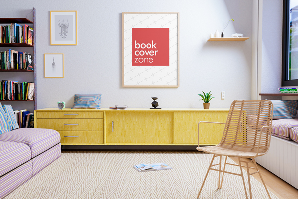 Portrait Canvas Mockup in Living Room