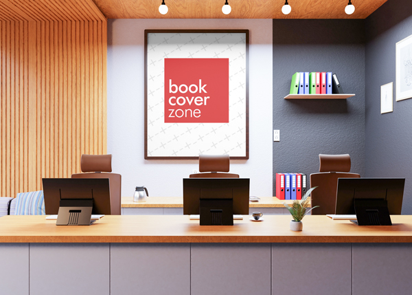 Portrait Canvas Mockup with Office Scene