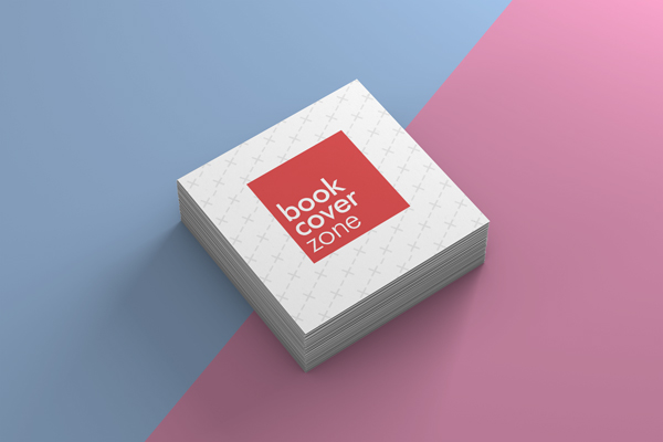 3D Paper Square Business Card Mockup