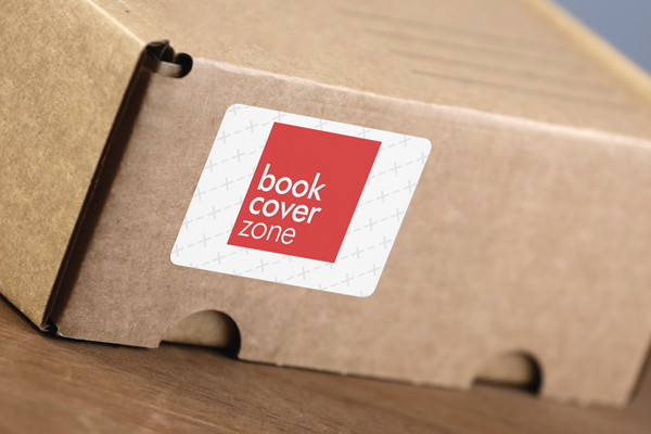 3D Shipping Box Label Sticker Mockup