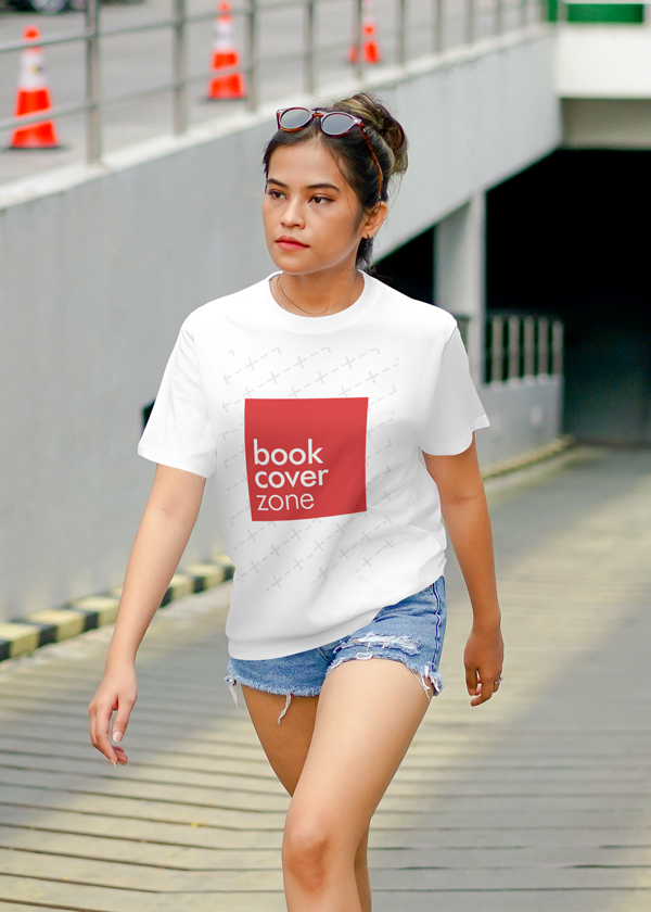 Shirt Mockup Featuring a Walking Woman