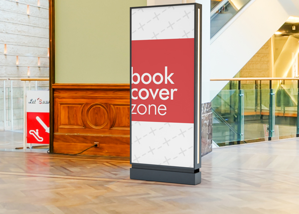 Vertical Billboard Mockup Next to a Wooden Wall
