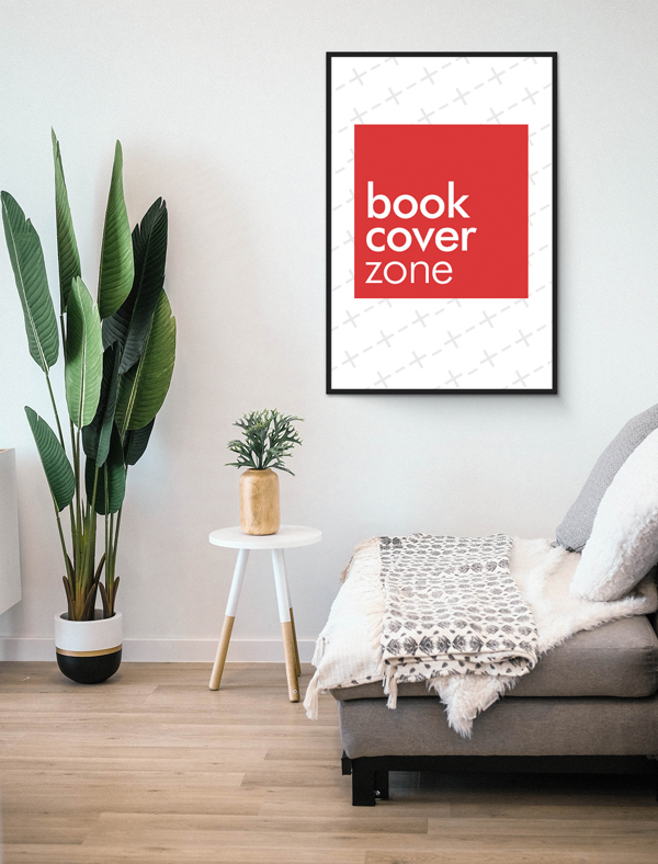 Vertical Picture Frame Mockup in Living Room