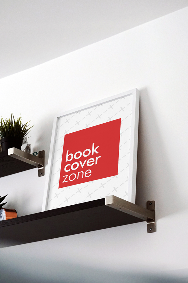White Photo Poster Frame on Home Wall Shelf