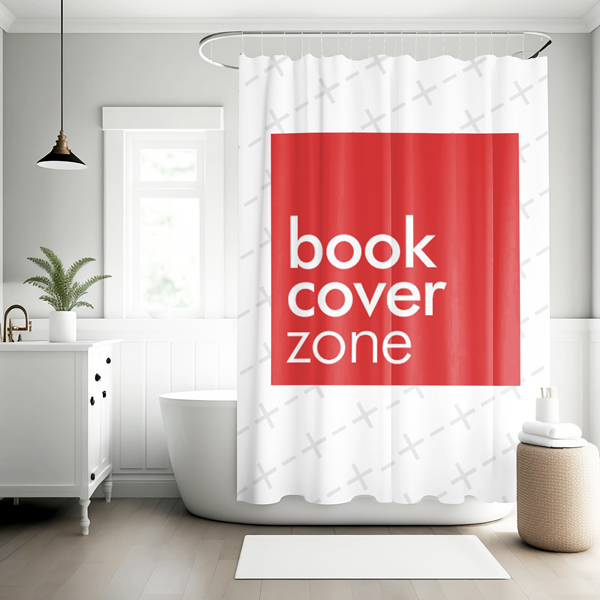 White Shower Curtain Mockup in Modern Bathroom