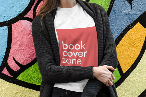 Woman's T-Shirt Mockup on Graffiti Wall