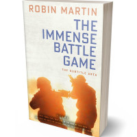 3D view of Premade Action & Adventure Book Cover - Quarter Spanish White