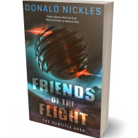 3D view of Premade Science Fiction Book Cover - Taupe