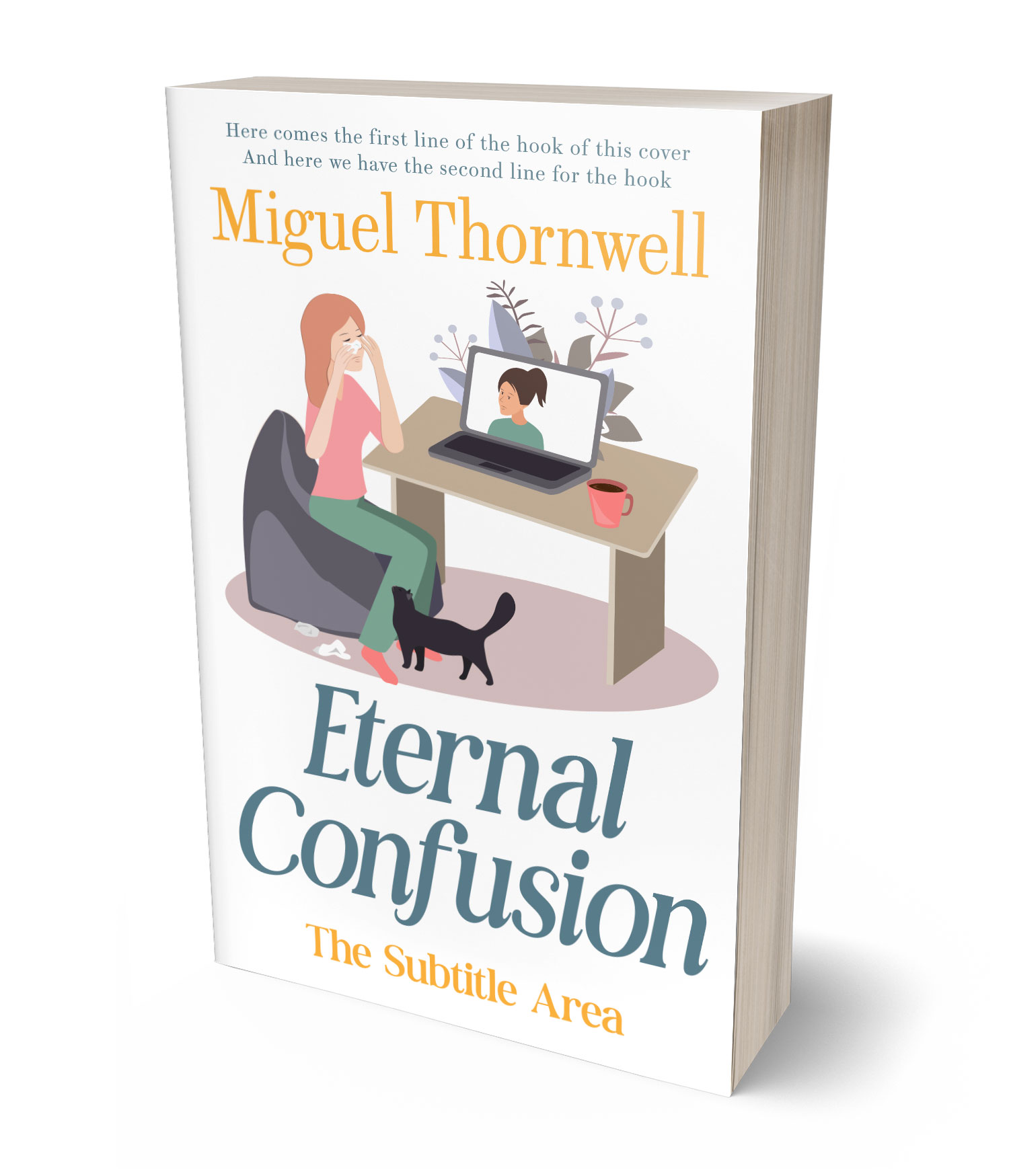 3D view of Premade Health & Mind & Body Book Cover - Silver Rust