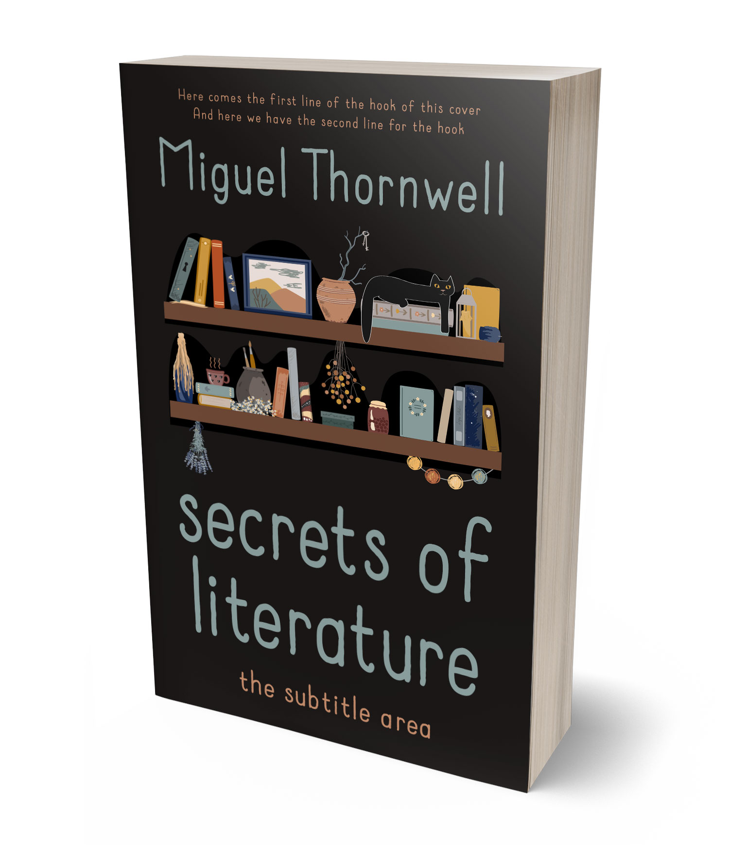 3D view of Premade Chick Lit Book Cover - Cocoa Brown