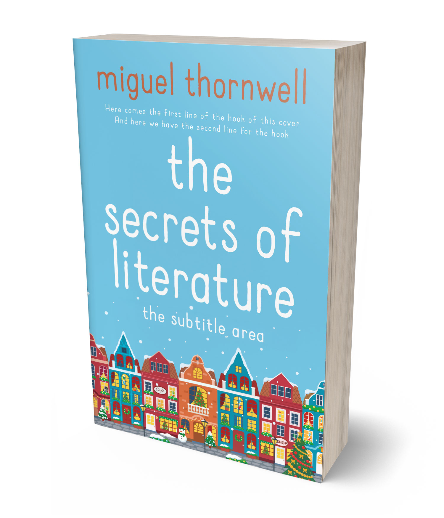 3D view of Premade Chick Lit Book Cover - Aquamarine Blue