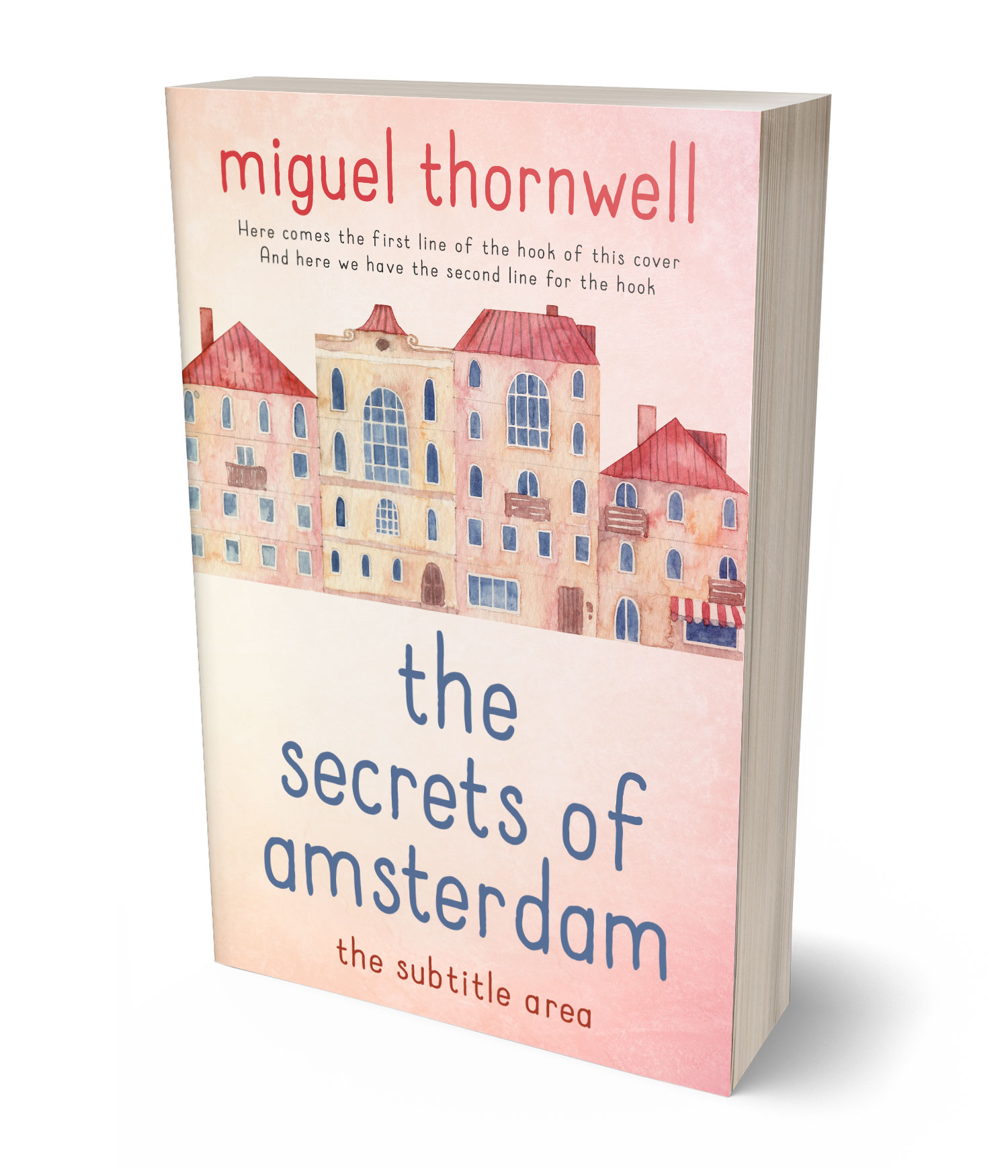 3D view of Premade Literary Fiction Book Cover - Albescent White