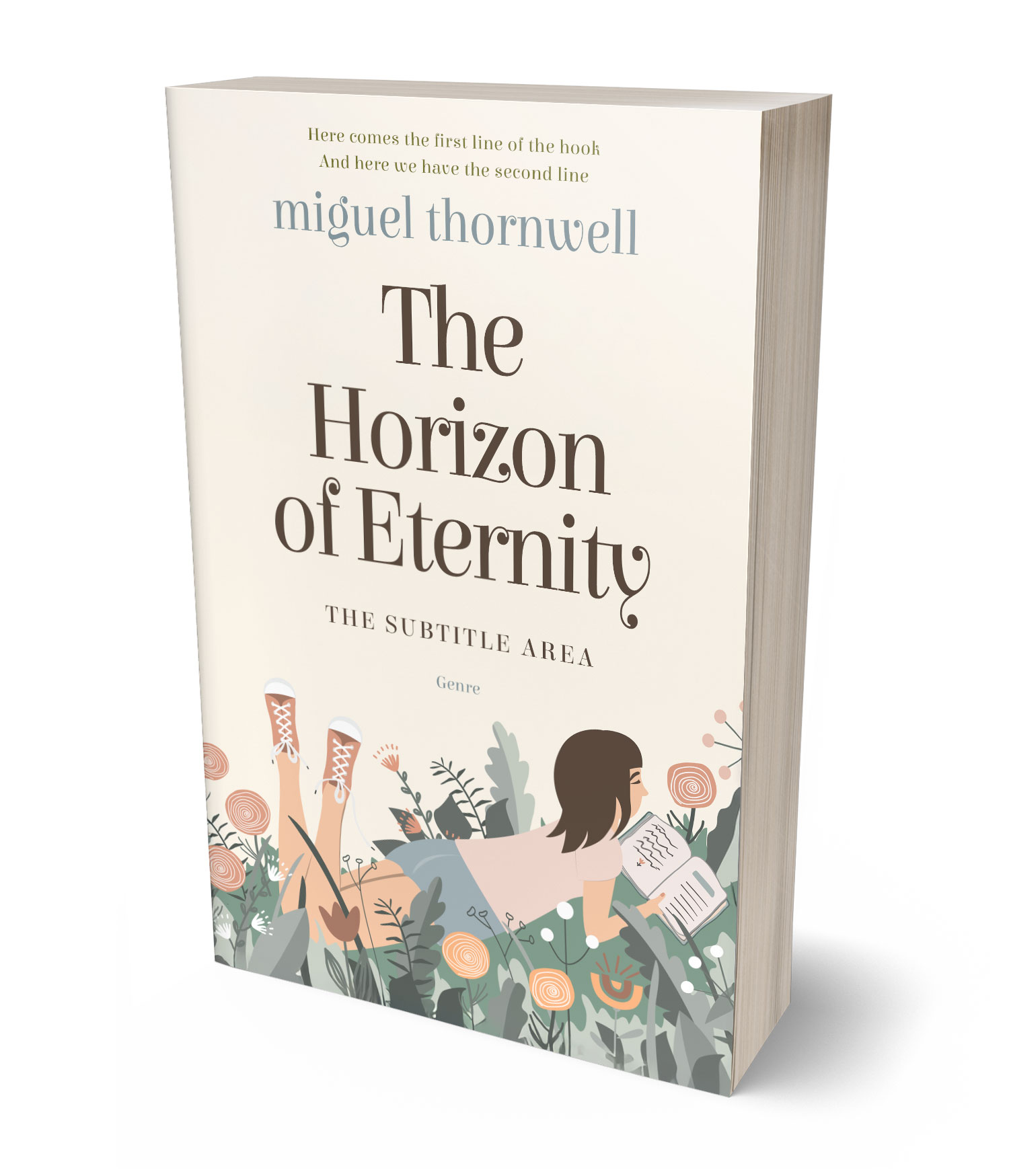 3D view of Premade Literary Fiction Book Cover - Merino