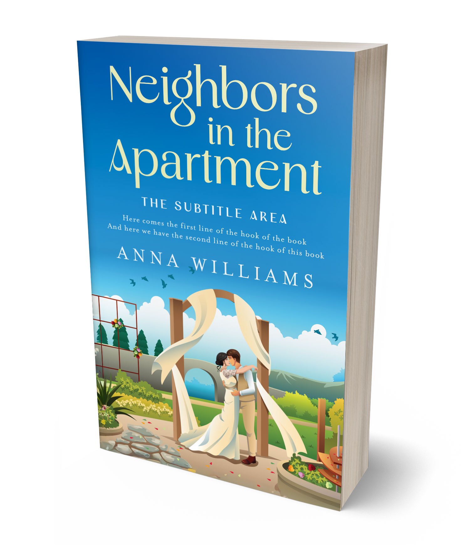 3D view of Premade Romance Book Cover - Curious Blue #17825 | BookCoverZone*