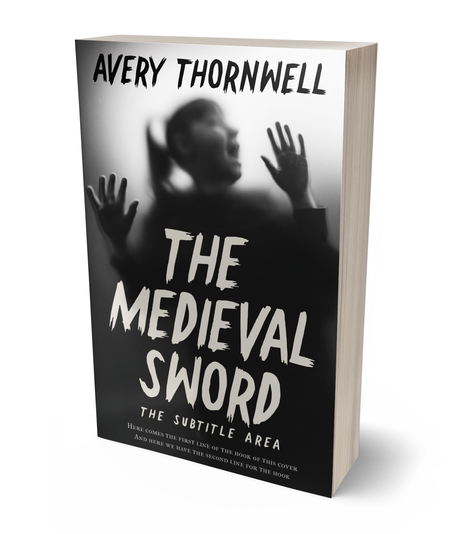 3D view of Premade Horror Book Cover - Quill Gray #17845 | BookCoverZone*