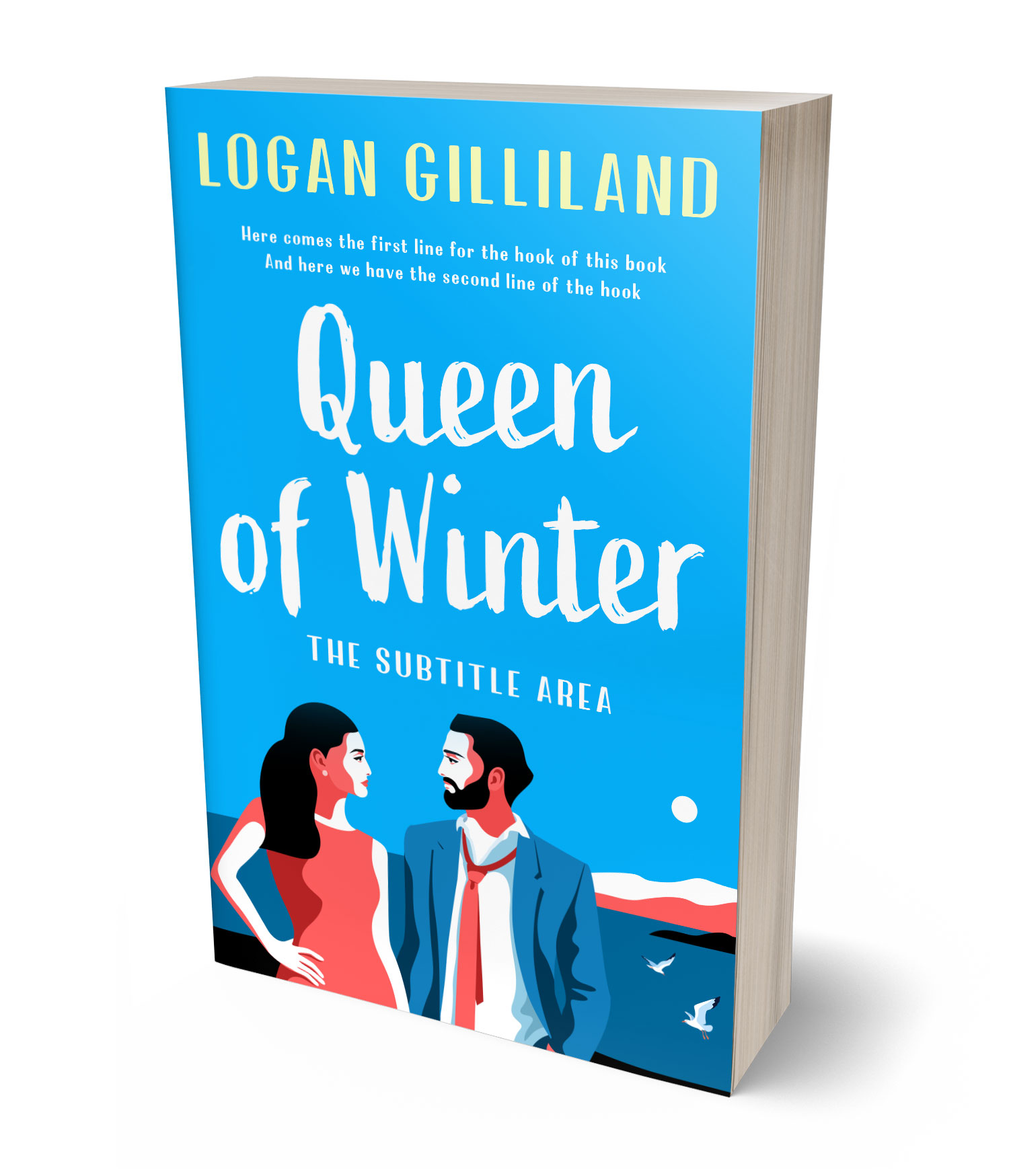 3D view of Premade Romance Book Cover - Dodger Blue