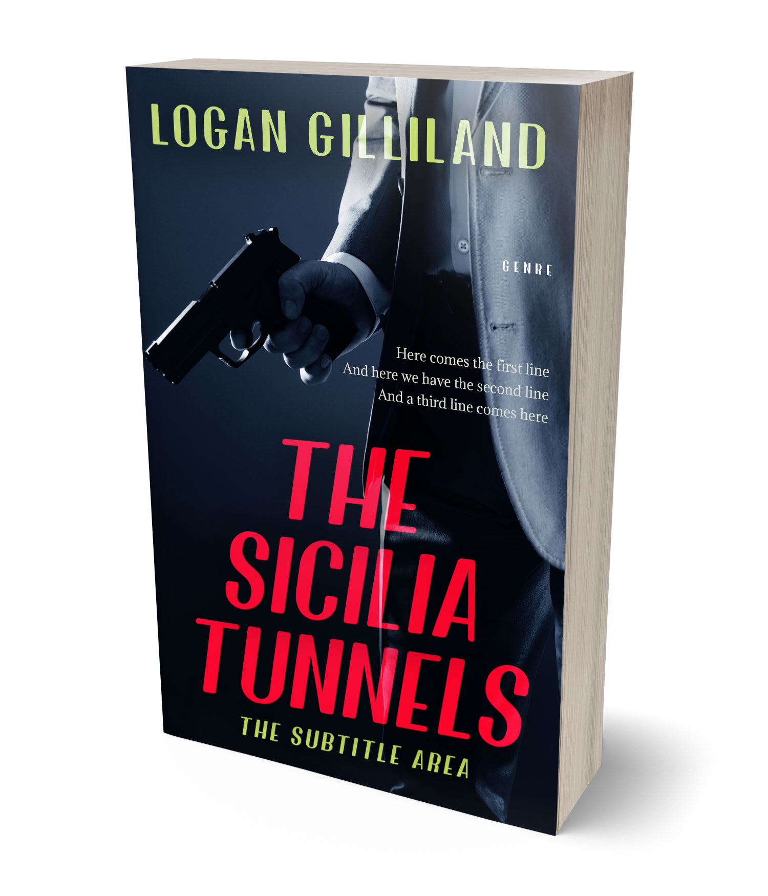 3D view of Premade Mystery & Thriller & Suspense Book Cover - Ebony