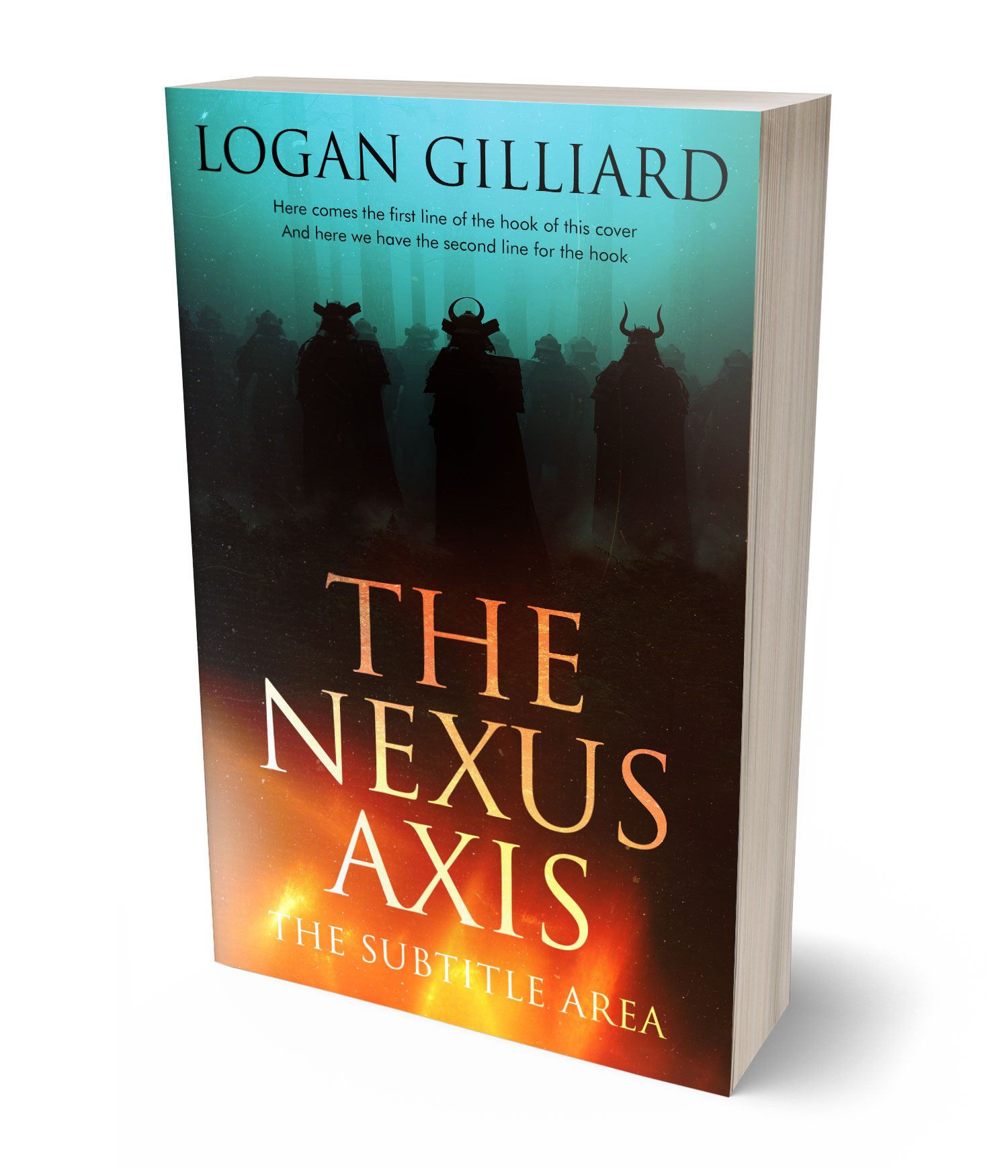 3D view of Premade Fantasy Book Cover - Burnt Sienna