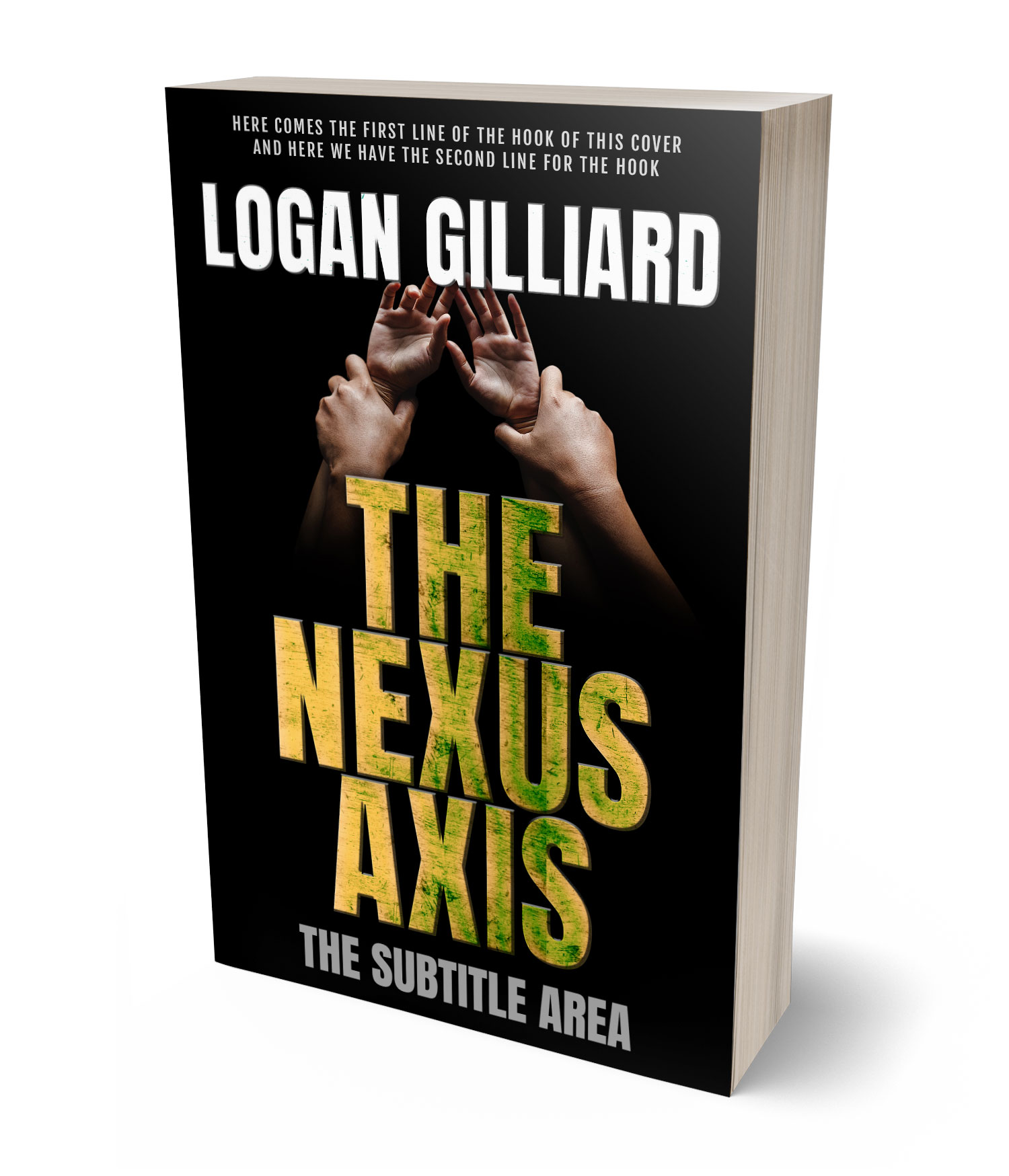3D view of Premade Mystery & Thriller & Suspense Book Cover - Dark Tan