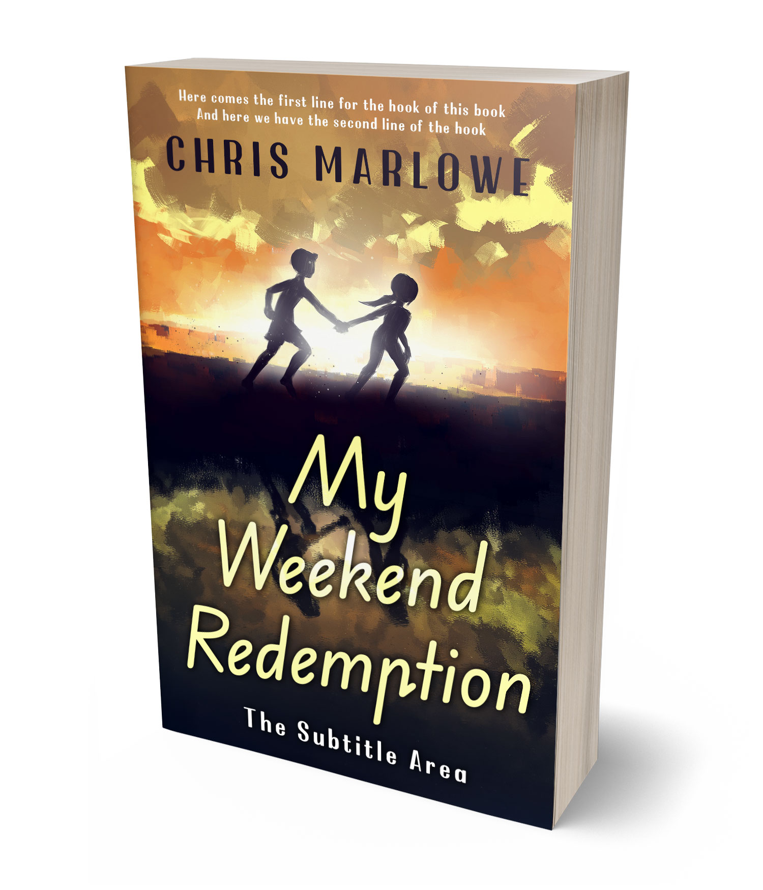 3D view of Premade Teen & Young Adult Book Cover - Gold Sand #18076 | BookCoverZone