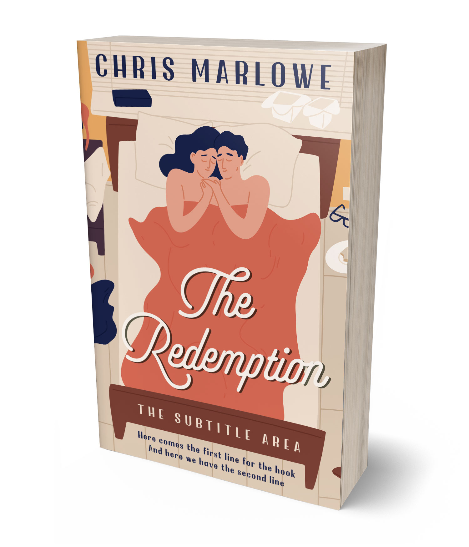3D view of Premade Romance Book Cover - Double Spanish White #18095 | BookCoverZone
