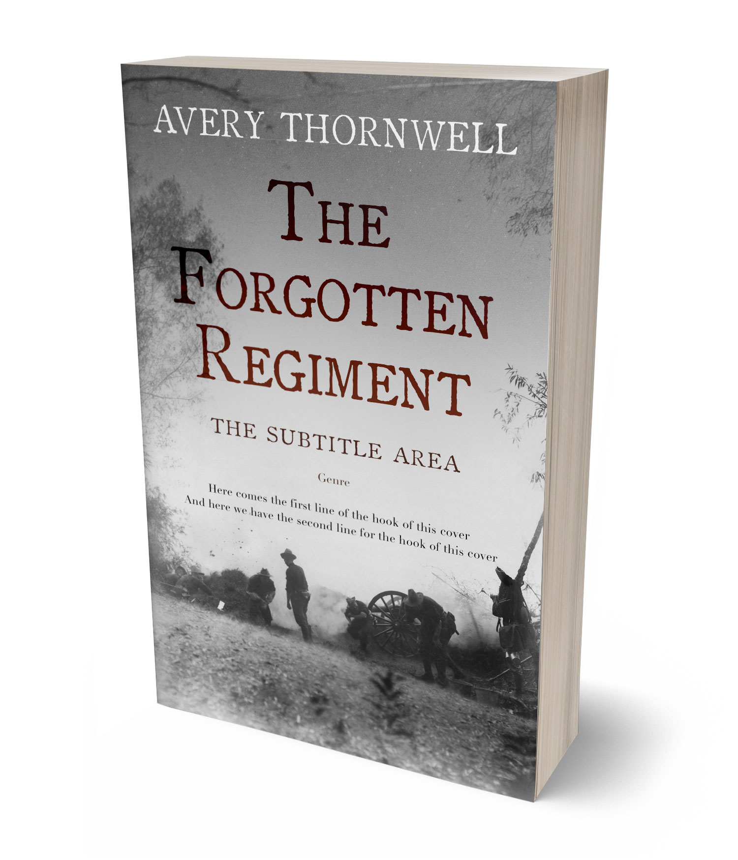 3D view of Premade History Book Cover - Gray #18123 | BookCoverZone*
