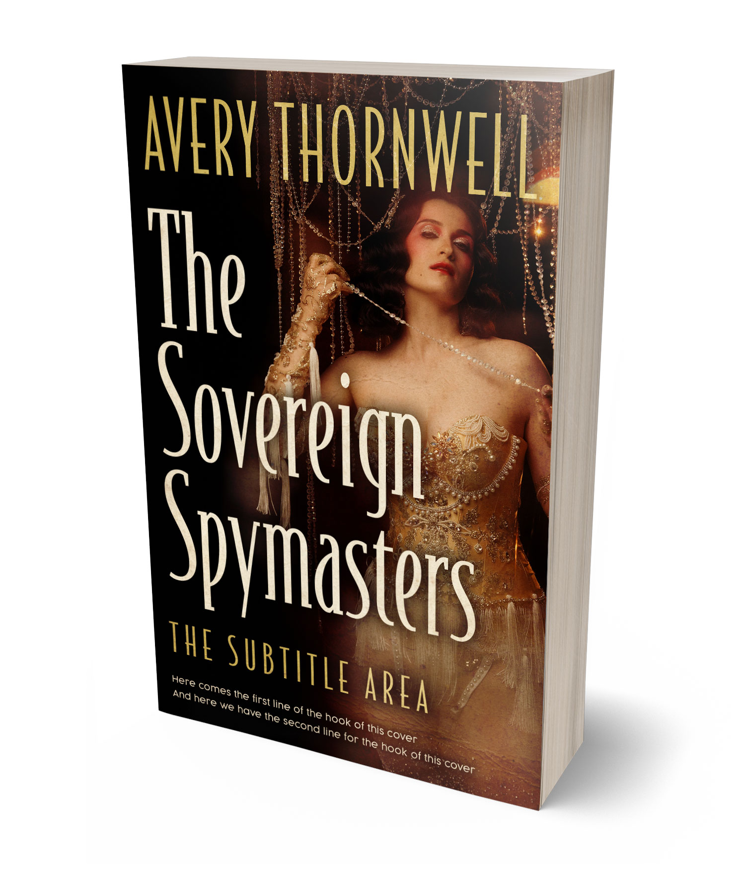 3D view of Premade Mystery & Thriller & Suspense Book Cover - Tan #18172 | BookCoverZone