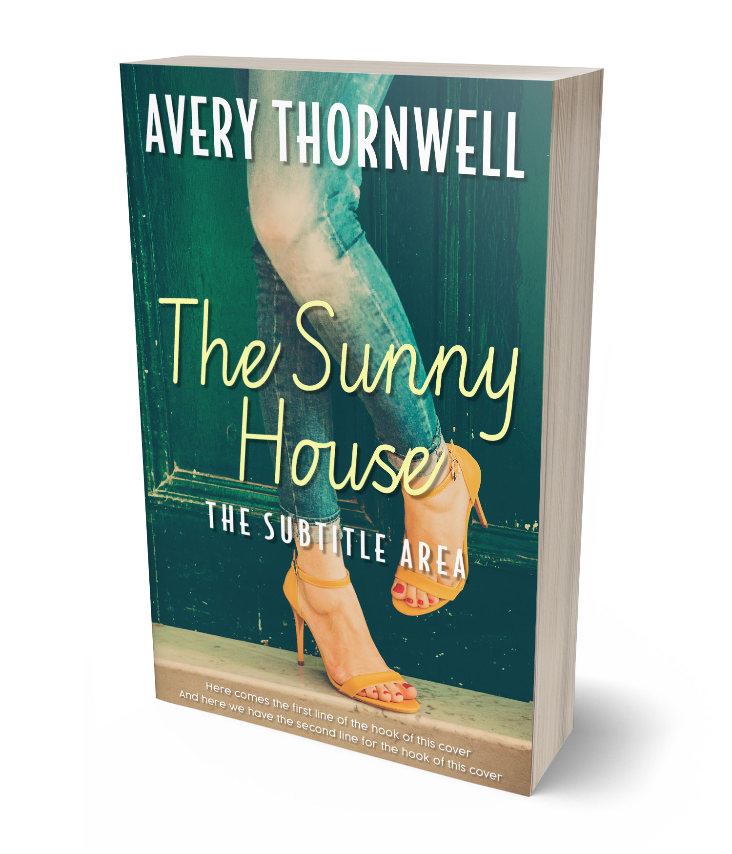 3D view of Premade Chick Lit Book Cover - Green Pea #18196 | BookCoverZone