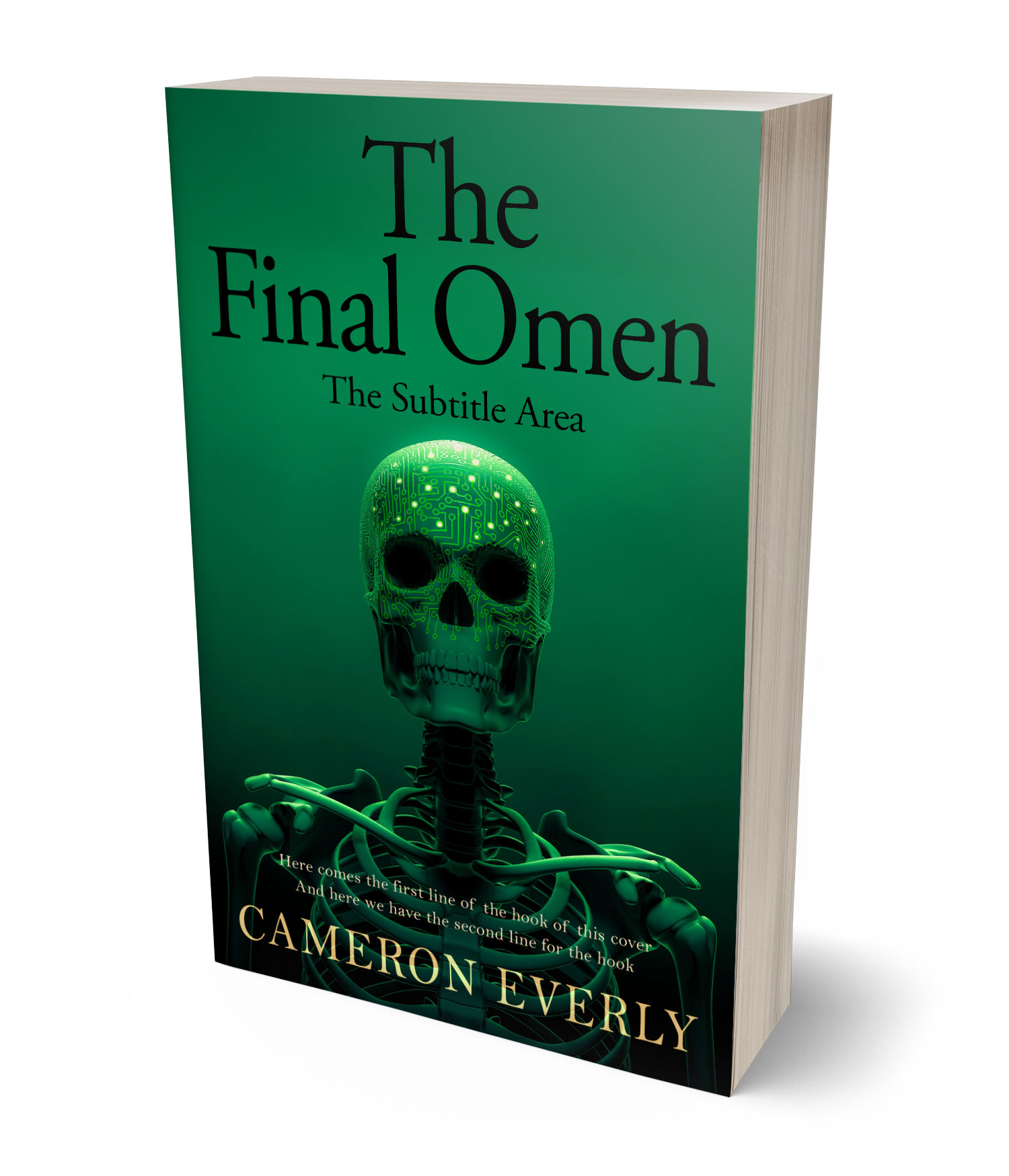 3D view of Premade Science Fiction Book Cover - Fun Green #18302 | BookCoverZone
