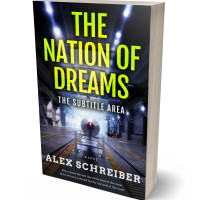 3D view of Premade Science Fiction Book Cover - Yellow Green