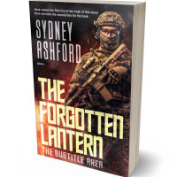 3D view of Premade Action & Adventure Book Cover - Gold Sand