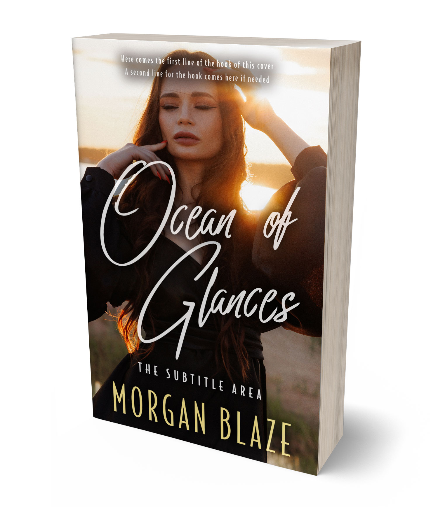 3D view of Premade Romance Book Cover - Stark White