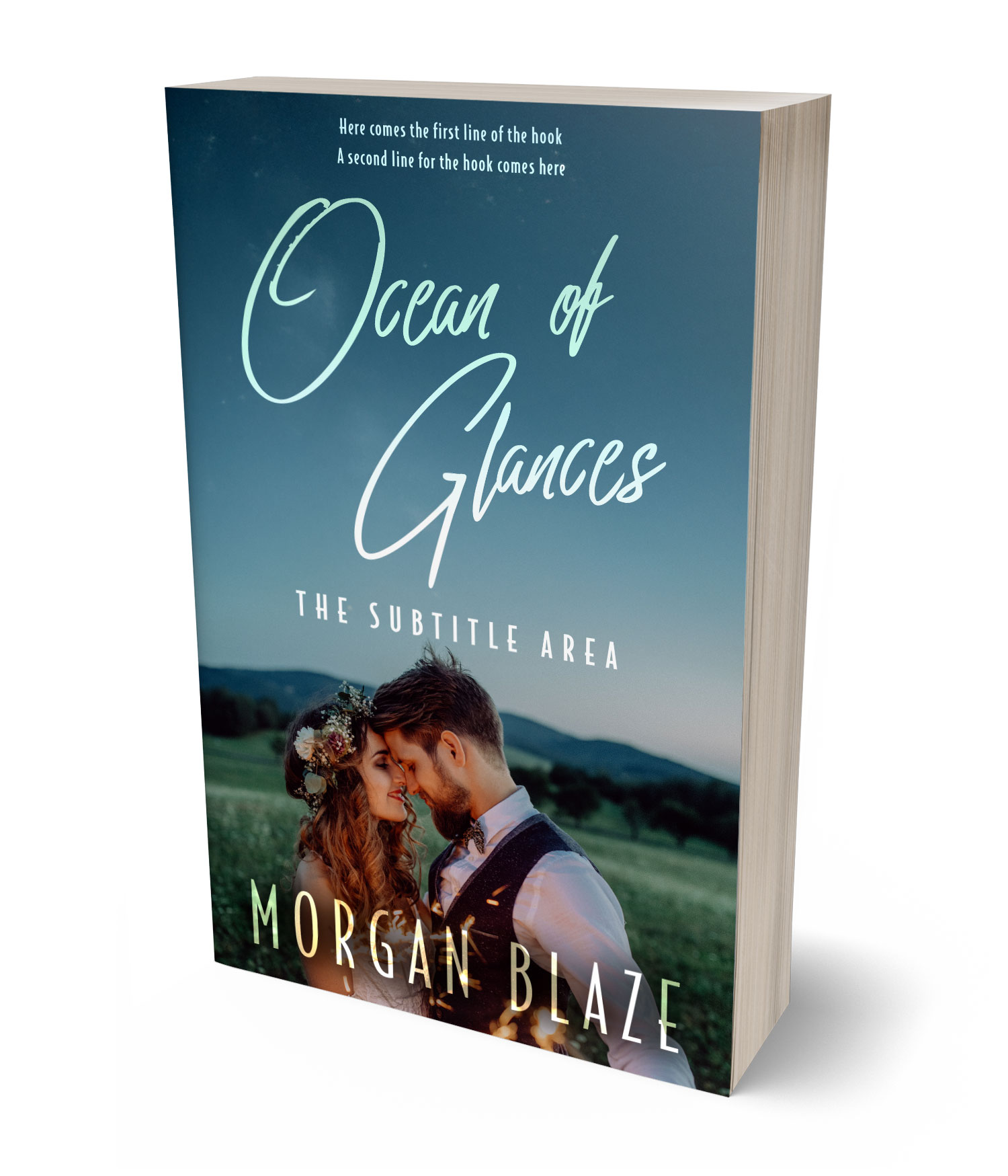 3D view of Premade Romance Book Cover - Blue Bayoux