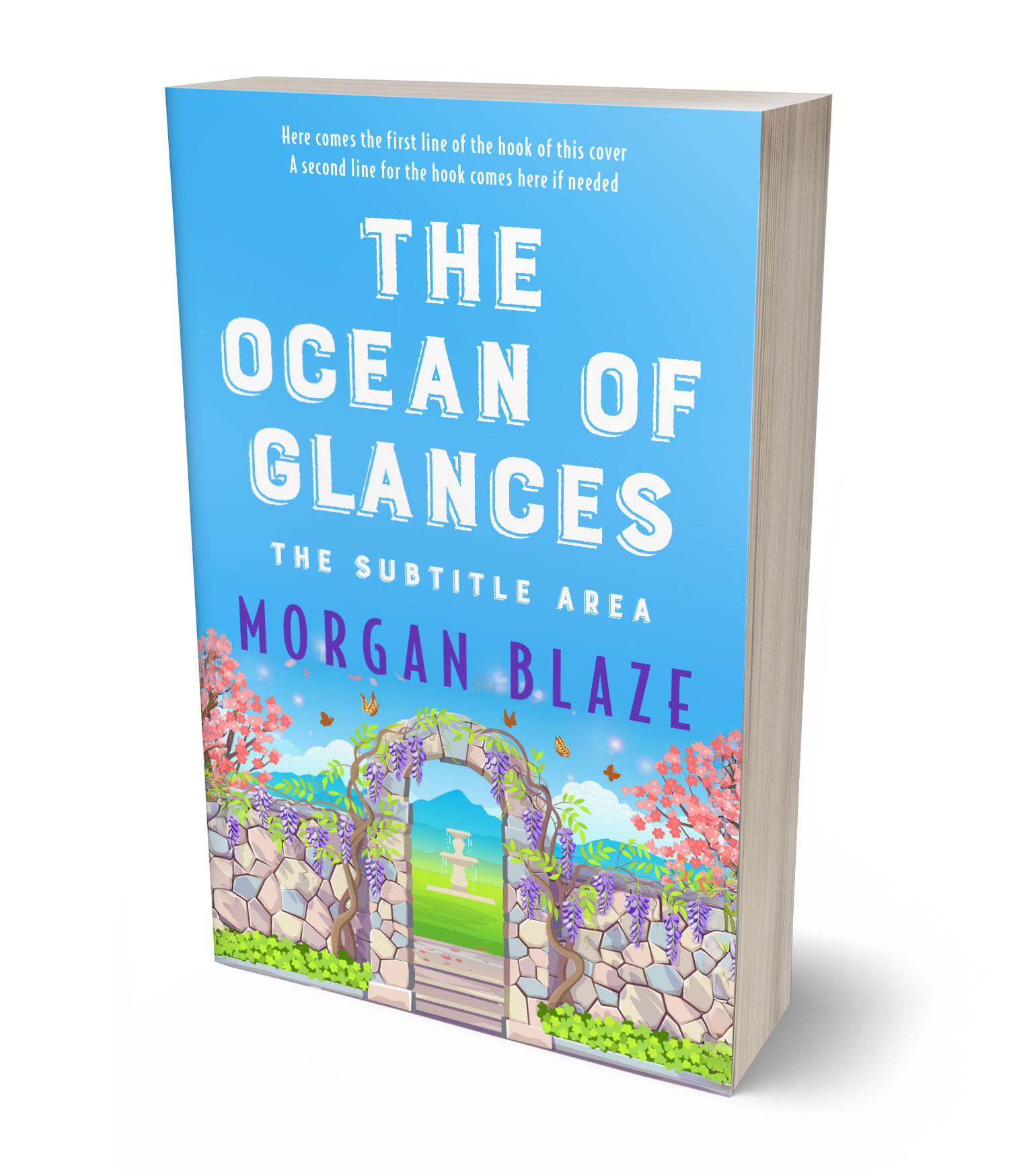 3D view of Premade Literary Fiction Book Cover - Malibu