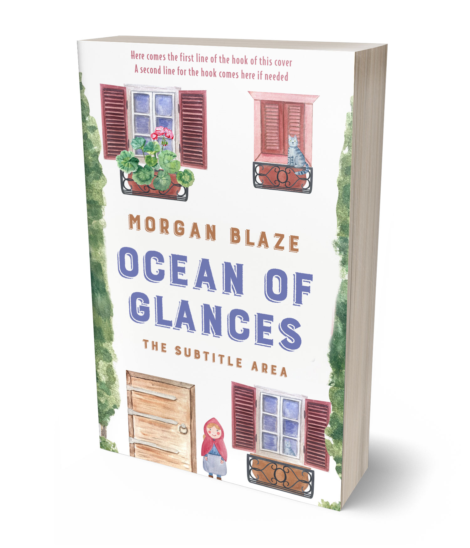 3D view of Premade Literary Fiction Book Cover - Dusty Gray