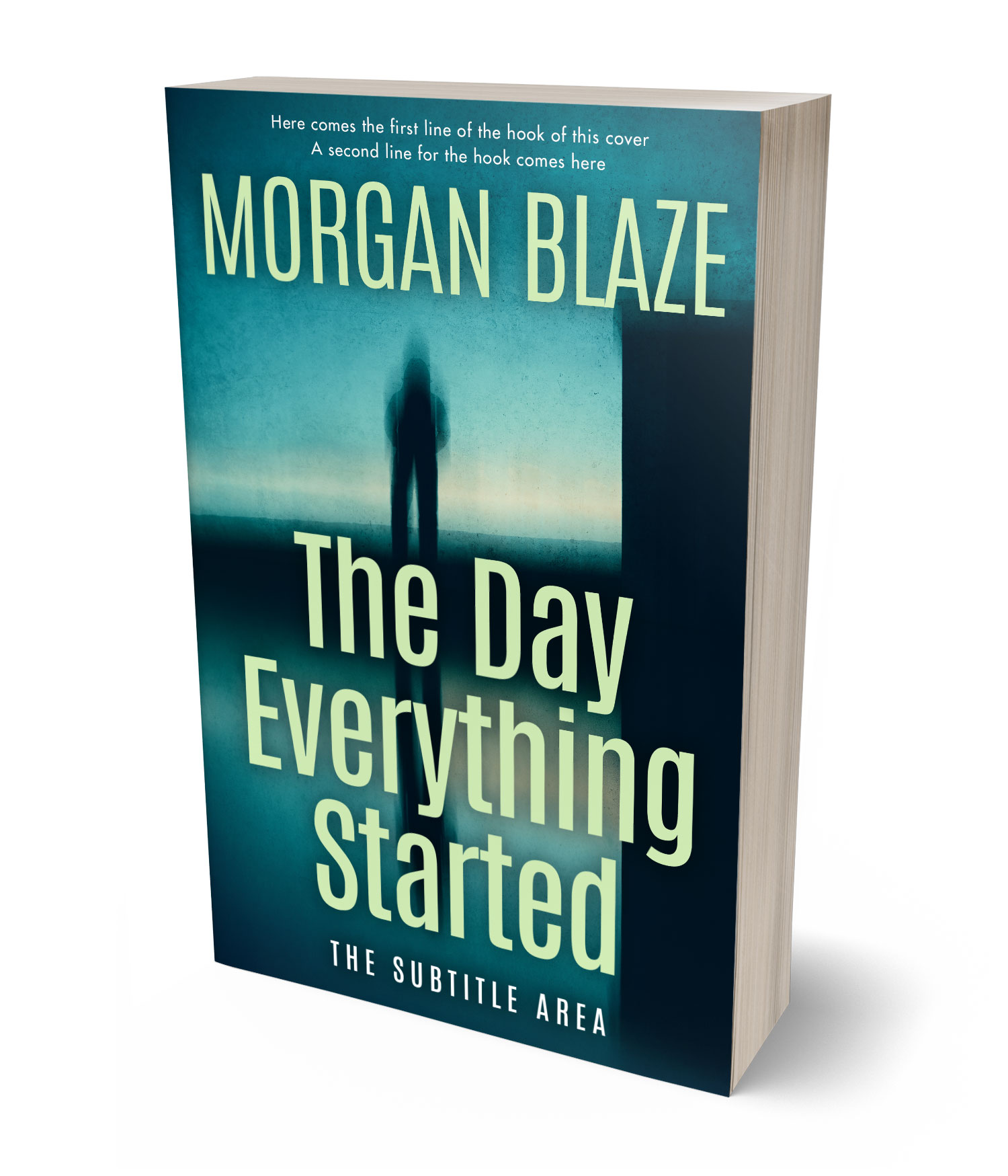 3D view of Premade Mystery & Thriller & Suspense Book Cover - Moss Green