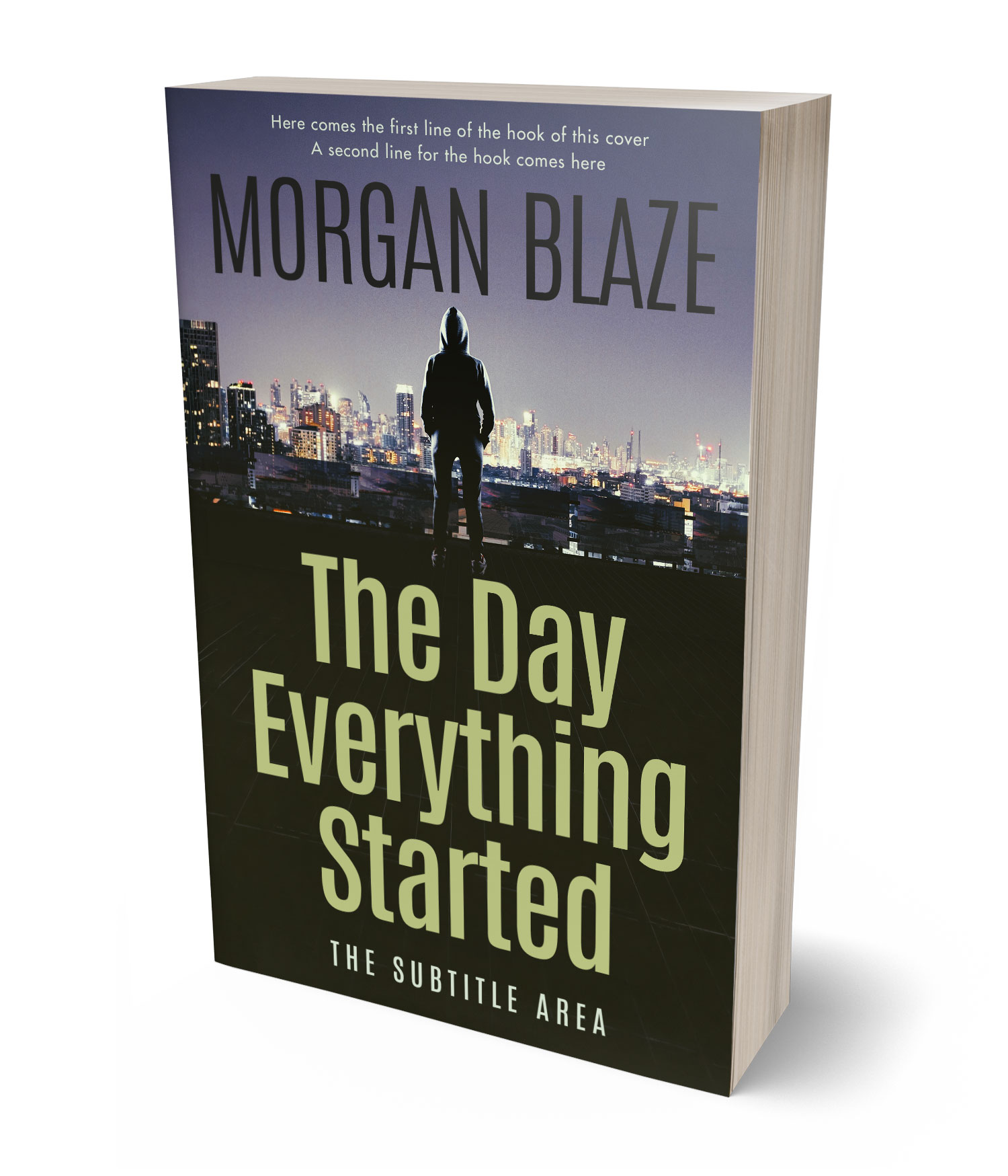 3D view of Premade Mystery & Thriller & Suspense Book Cover - Heathered Gray