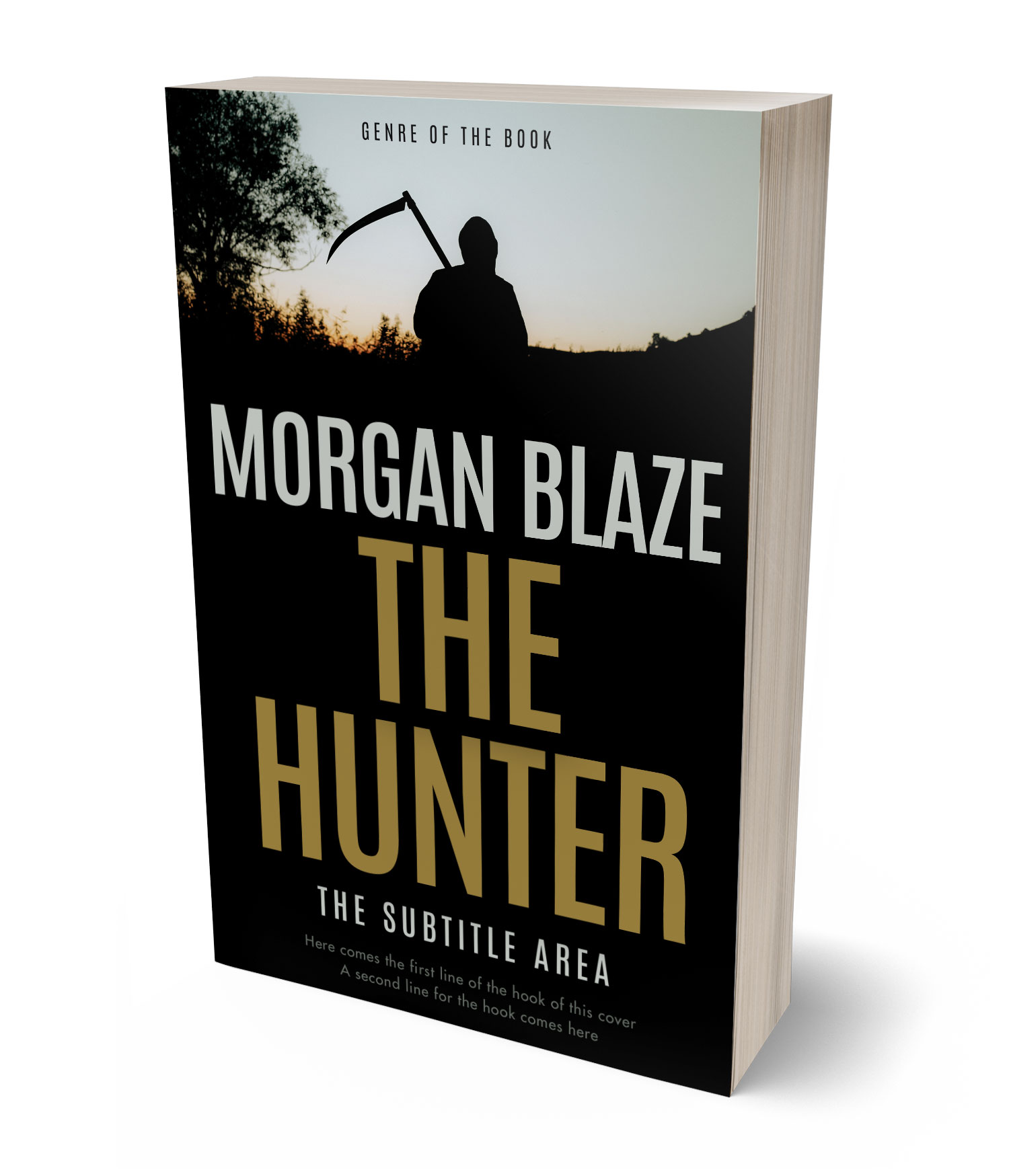 3D view of Premade Horror Book Cover - Taupe Gray