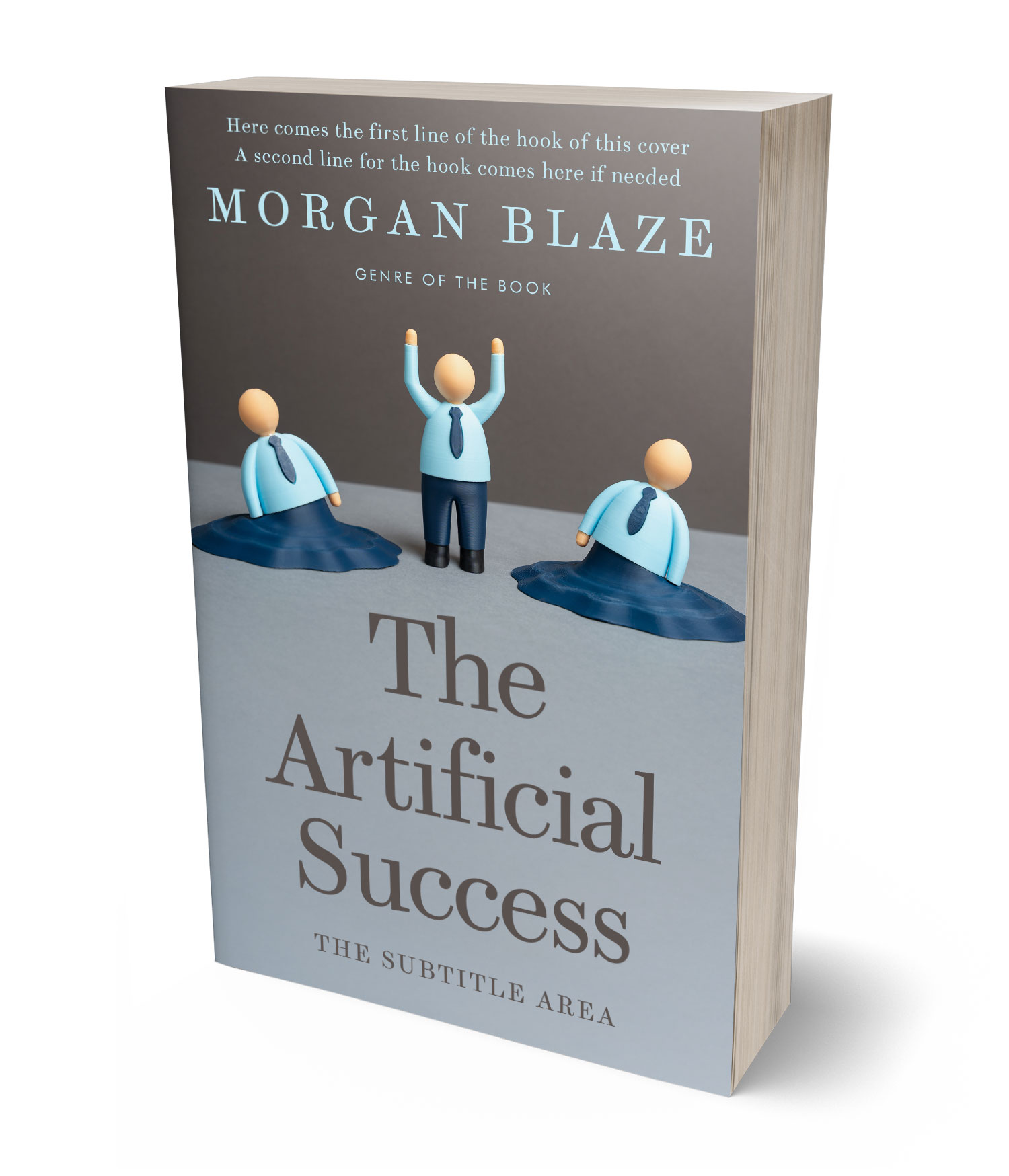 3D view of Premade Business Book Cover - Regent Gray