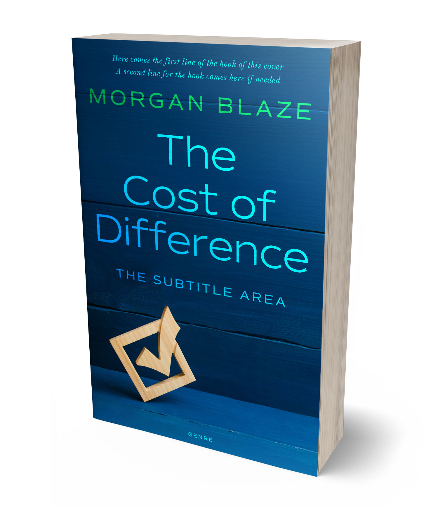 3D view of Premade Business Book Cover - Teal Blue