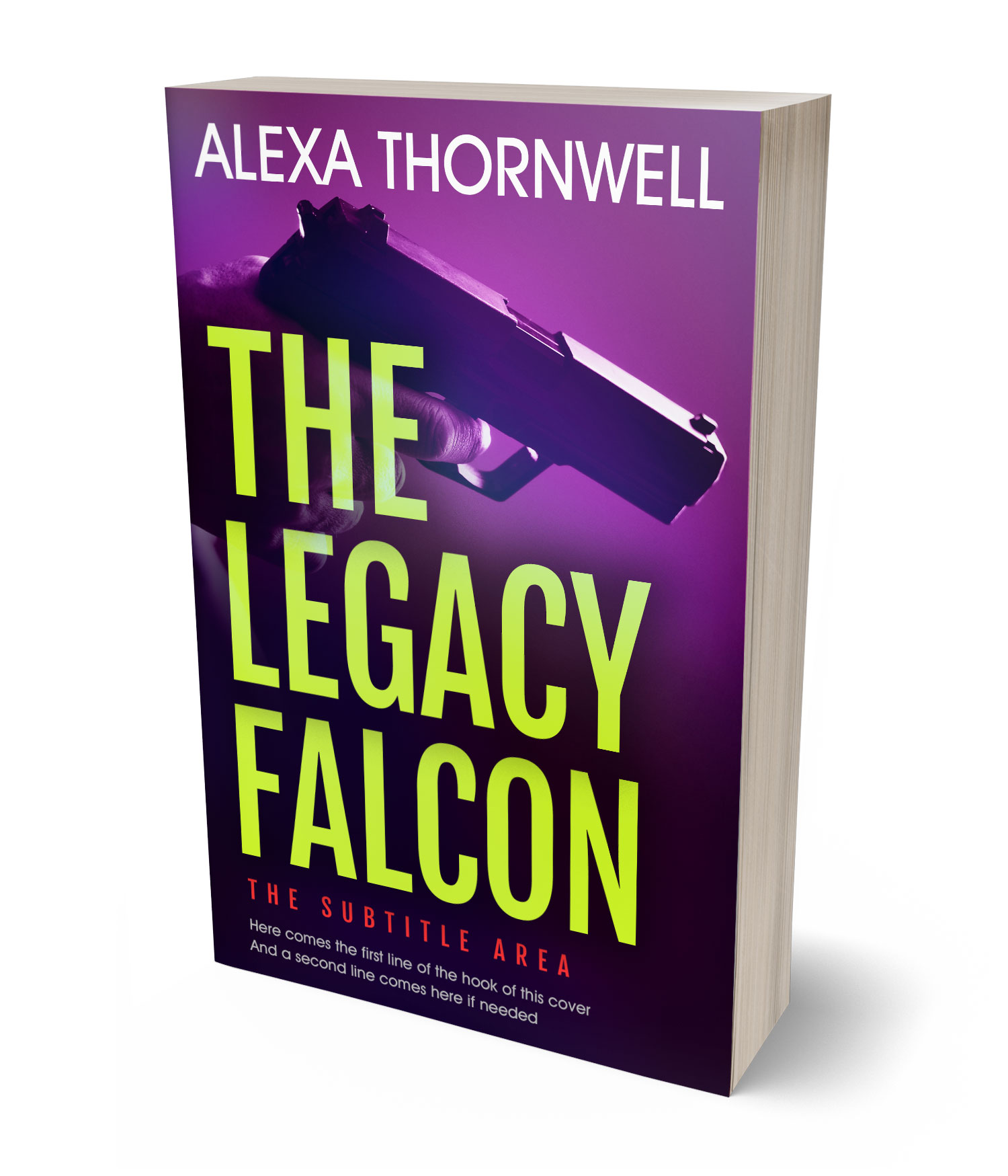 3D view of Custom & Premade Mystery & Thriller & Suspense Book Cover - Yellow Green #35977 | BookCoverZone*