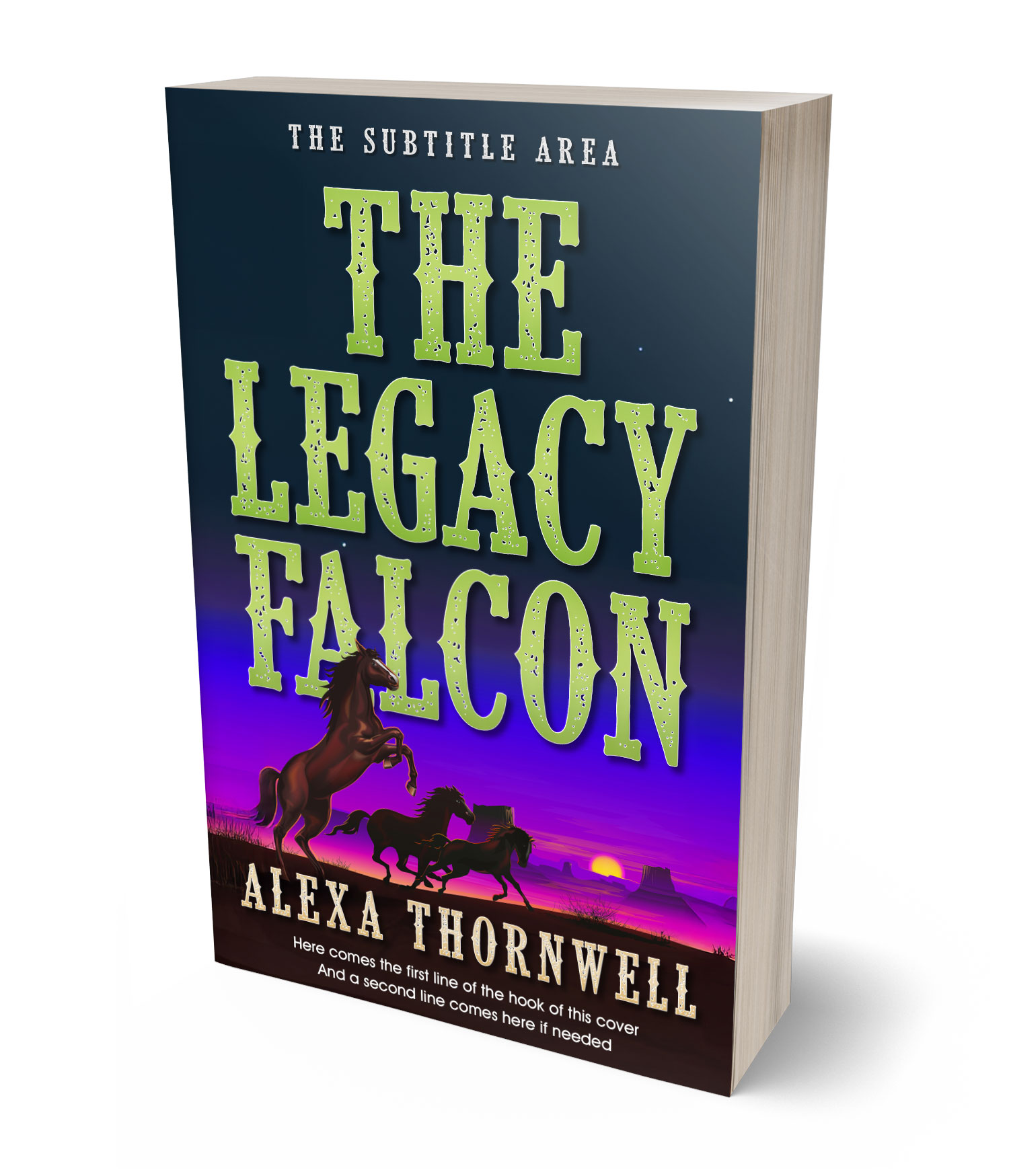 3D view of Premade Western Book Cover - Mongoose #36002 | BookCoverZone*