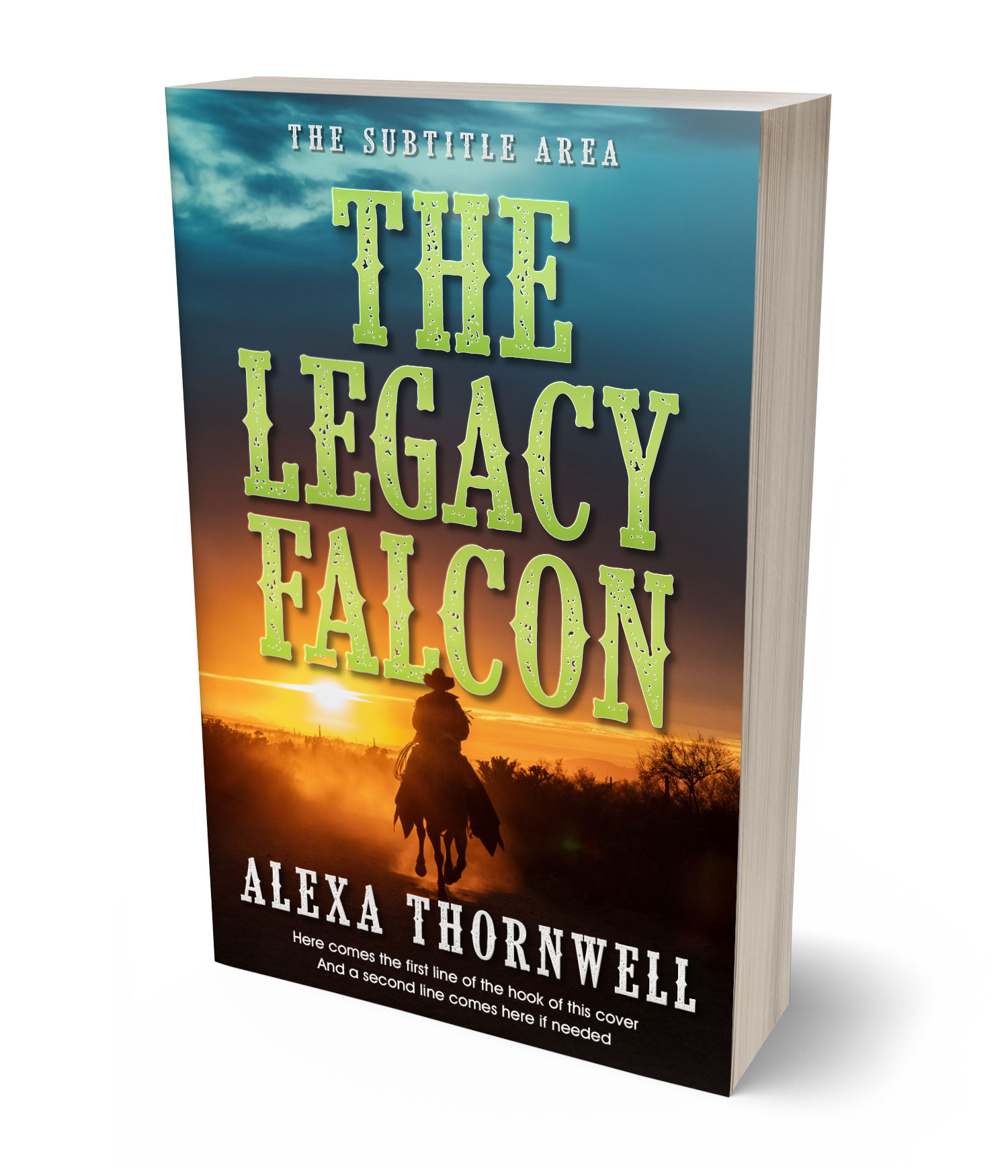 3D view of Premade Western Book Cover - Tacha #36006 | BookCoverZone*