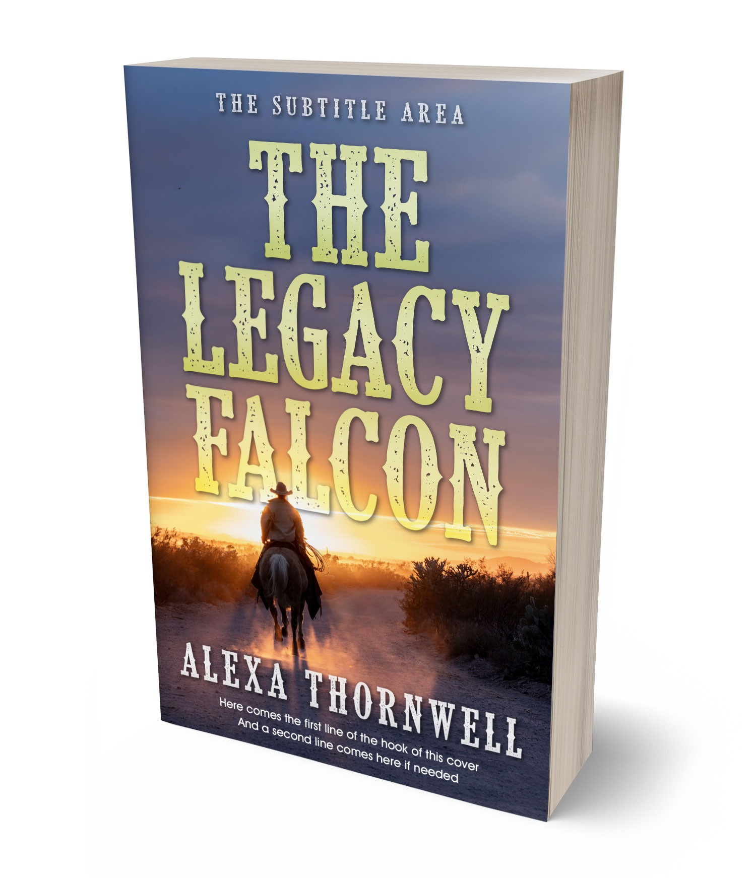 3D view of Premade Western Book Cover - Scarpa Flow #36008 | BookCoverZone*