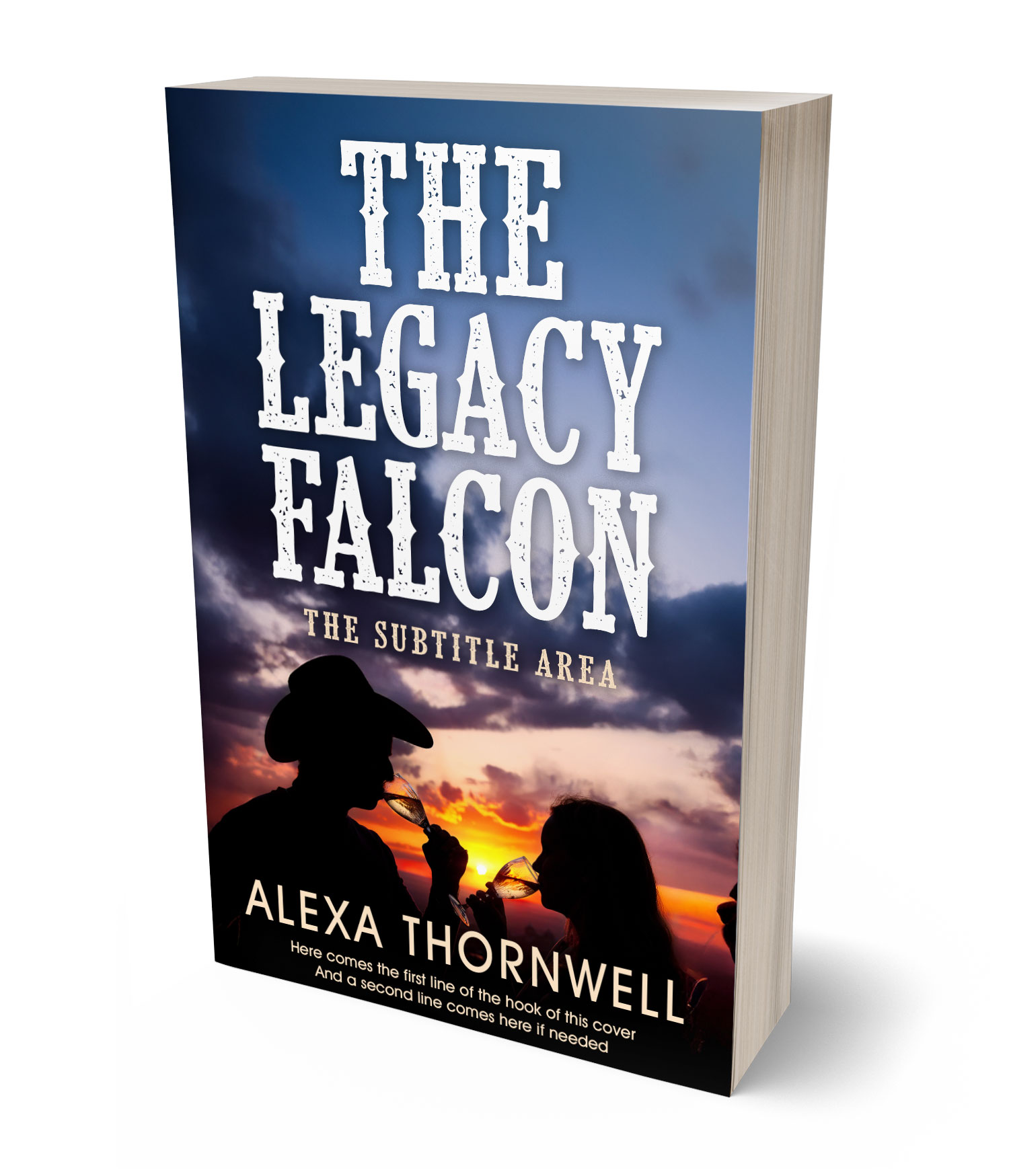 3D view of Premade Western Book Cover - Eunry #36013 | BookCoverZone*