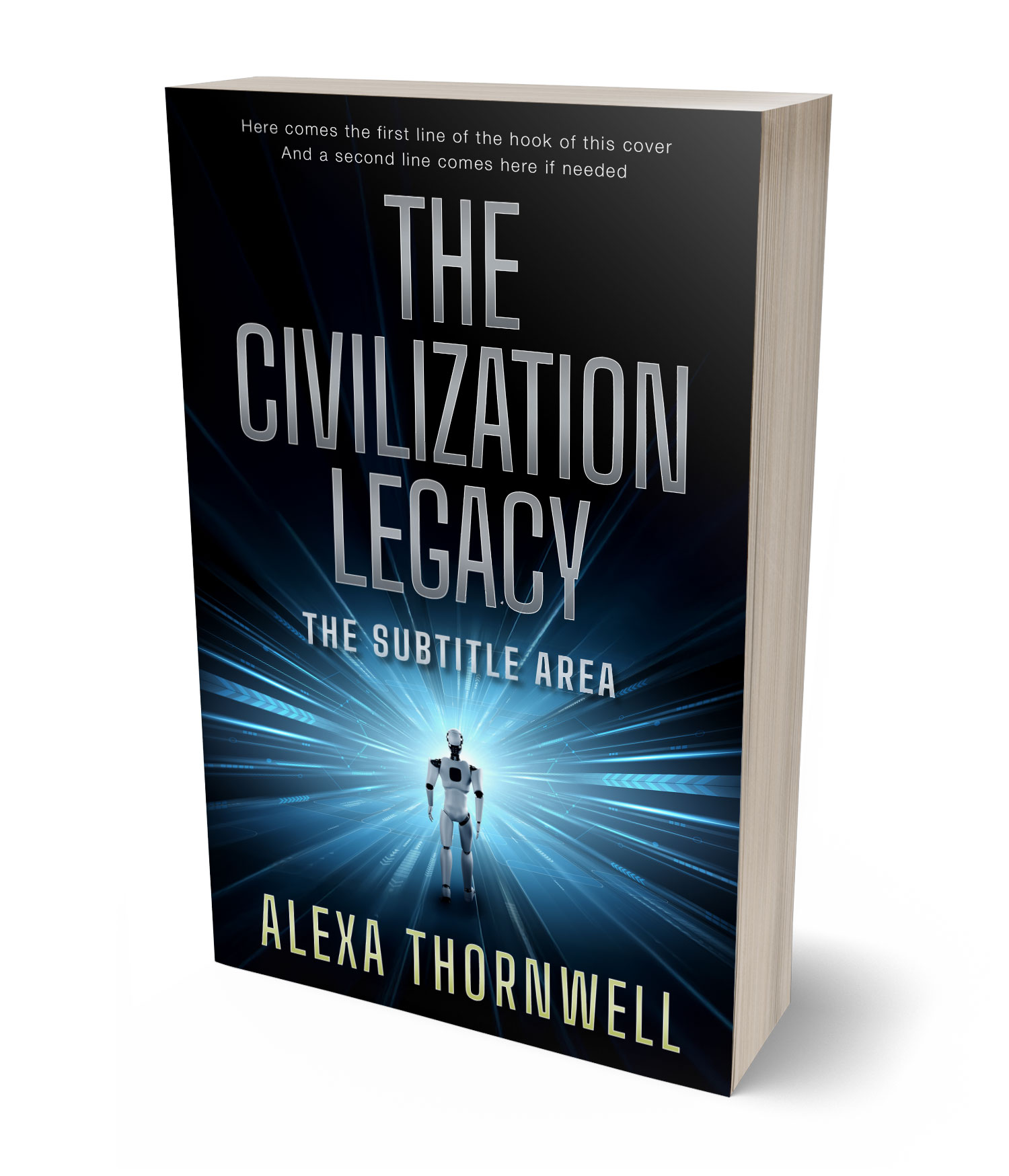 3D view of Premade Science Fiction Book Cover - Tower Gray #36022 | BookCoverZone*