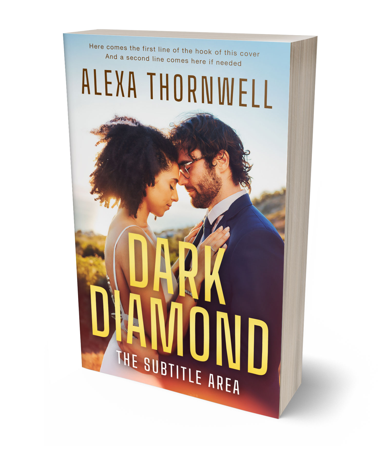 3D view of Premade Romance Book Cover - Livid Brown #36039 | BookCoverZone